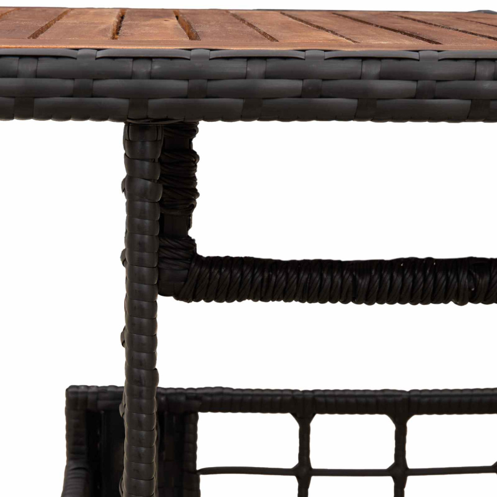 Produktbild för Trädgårdsbord Svart och naturlig 100 x 55 x 37 cm