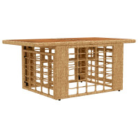 Produktbild för Trädgårdsbord Naturlig 100 x 55 x 37 cm PE Rattan och Glas