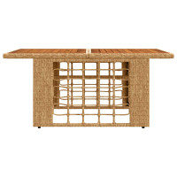 Produktbild för Trädgårdsbord Naturlig 100 x 55 x 37 cm PE Rattan och Glas