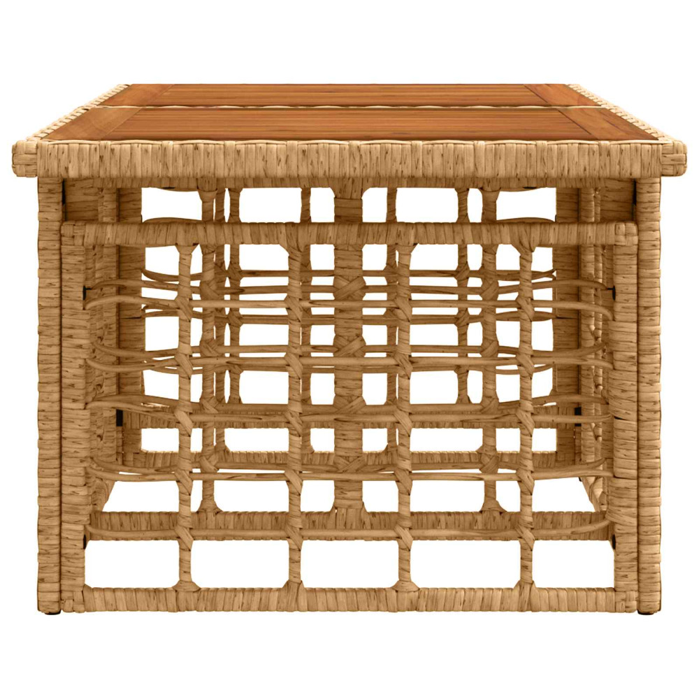 Produktbild för Trädgårdsbord Naturlig 100 x 55 x 37 cm PE Rattan och Glas