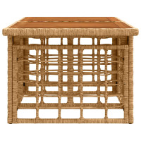 Produktbild för Trädgårdsbord Naturlig 100 x 55 x 37 cm PE Rattan och Glas