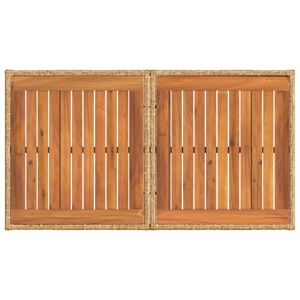 Produktbild för Trädgårdsbord Naturlig 100 x 55 x 37 cm PE Rattan och Glas
