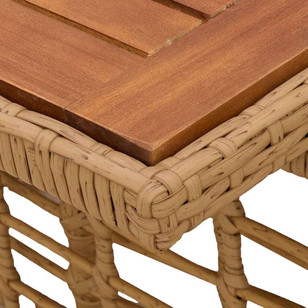 Produktbild för Trädgårdsbord Naturlig 100 x 55 x 37 cm PE Rattan och Glas