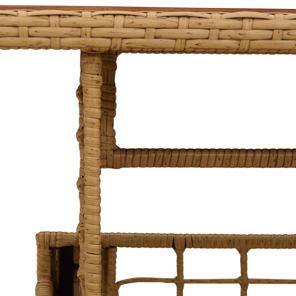 Produktbild för Trädgårdsbord Naturlig 100 x 55 x 37 cm PE Rattan och Glas