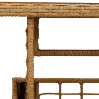 Produktbild för Trädgårdsbord Naturlig 100 x 55 x 37 cm PE Rattan och Glas