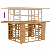 Produktbild för Trädgårdsbord Naturlig 100 x 55 x 37 cm PE Rattan och Glas