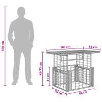 Produktbild för Trädgårdsbord Naturlig 100 x 55 x 37 cm PE Rattan och Glas