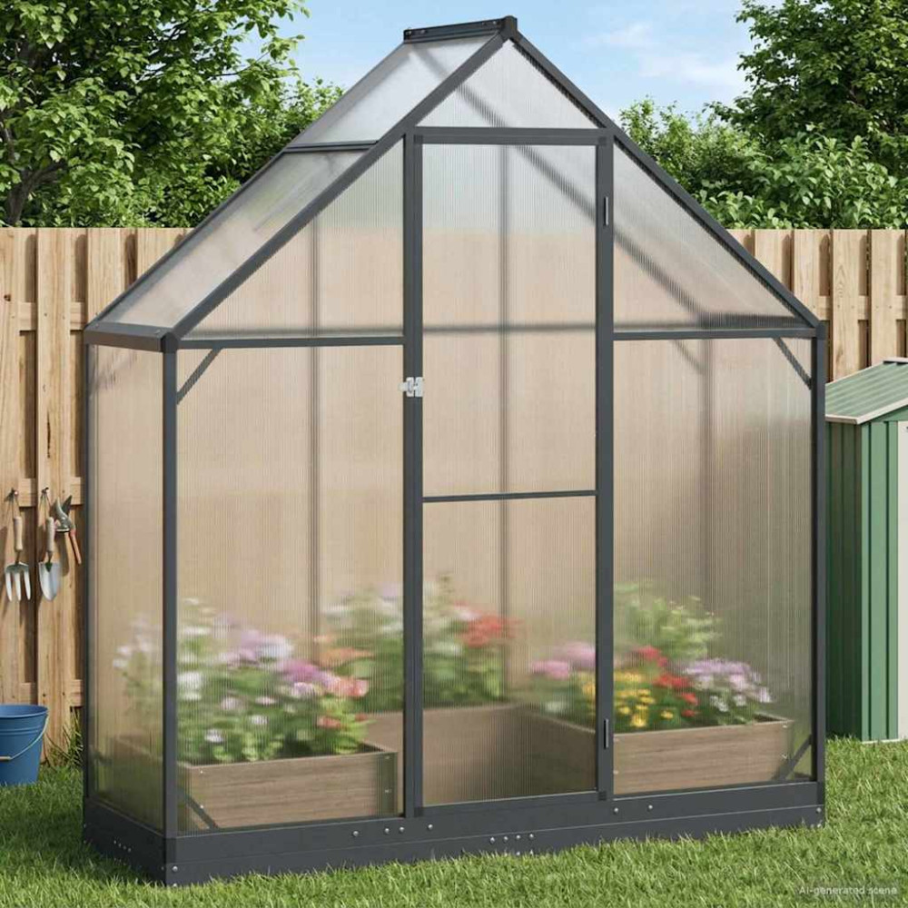 Produktbild för Trädgård Växthus med dörr Antracit 183,5 x 63,5 x 207 cm