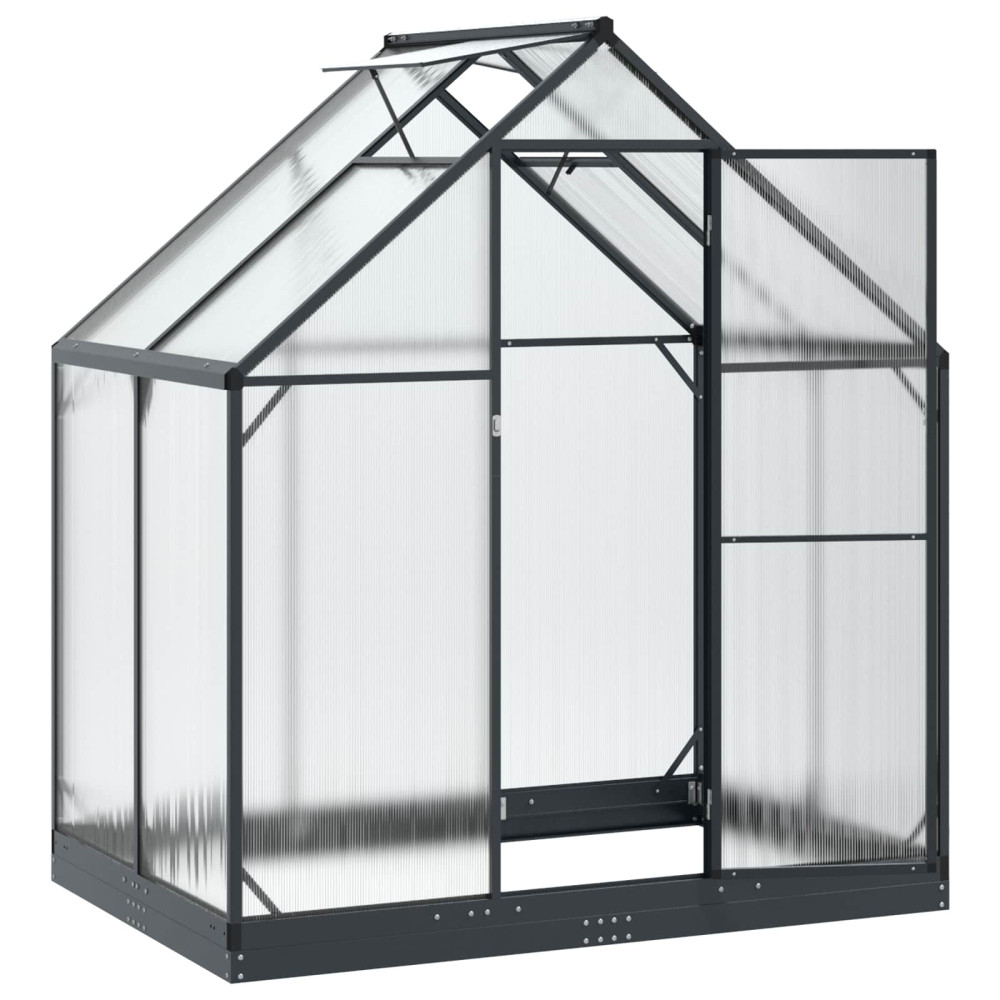 Produktbild för Trädgård Växthus med dörr med lås Antracit 183,5 x 123 x 207 cm