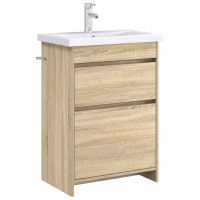 Produktbild för Badrum Under Diskbänk Skåp Sonoma-ek 56 x 37,5 x 81 cm