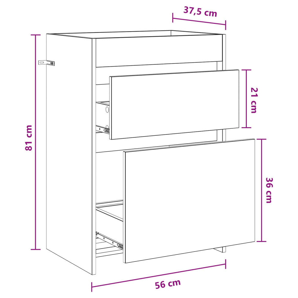 Produktbild för Badrum Under Diskbänk Skåp Sonoma-ek 56 x 37,5 x 81 cm