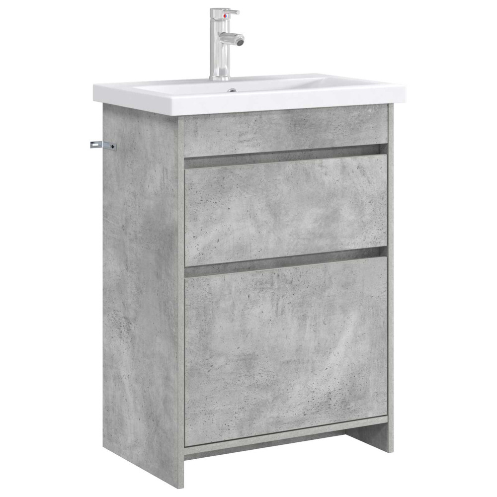 Produktbild för Badrum Under Diskbänk Skåp Betonggrå 56 x 37,5 x 81 cm
