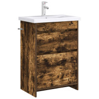 Produktbild för Badrum Under Diskbänk Skåp Rökt ek 56 x 37,5 x 81 cm