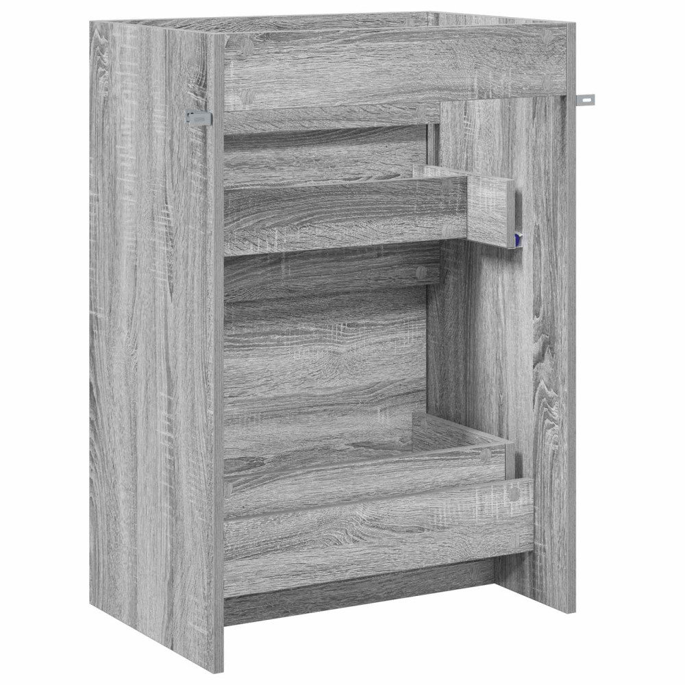 Produktbild för Badrum Under Diskbänk Skåp Grå Sonoma 56 x 37,5 x 81 cm