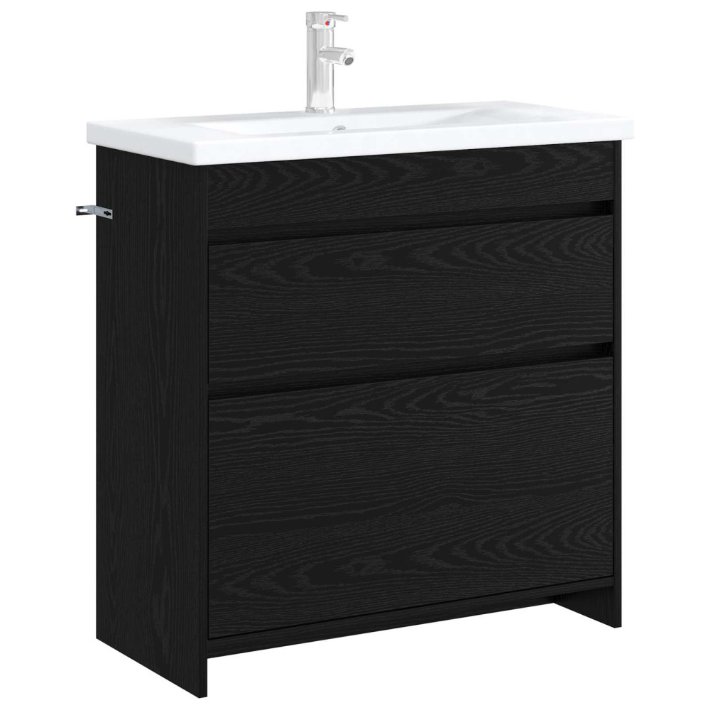 Produktbild för Badrum Under Diskbänk Skåp Svart ek 78,5 x 37,5 x 81 cm