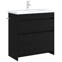 Produktbild för Badrum Under Diskbänk Skåp Svart ek 78,5 x 37,5 x 81 cm