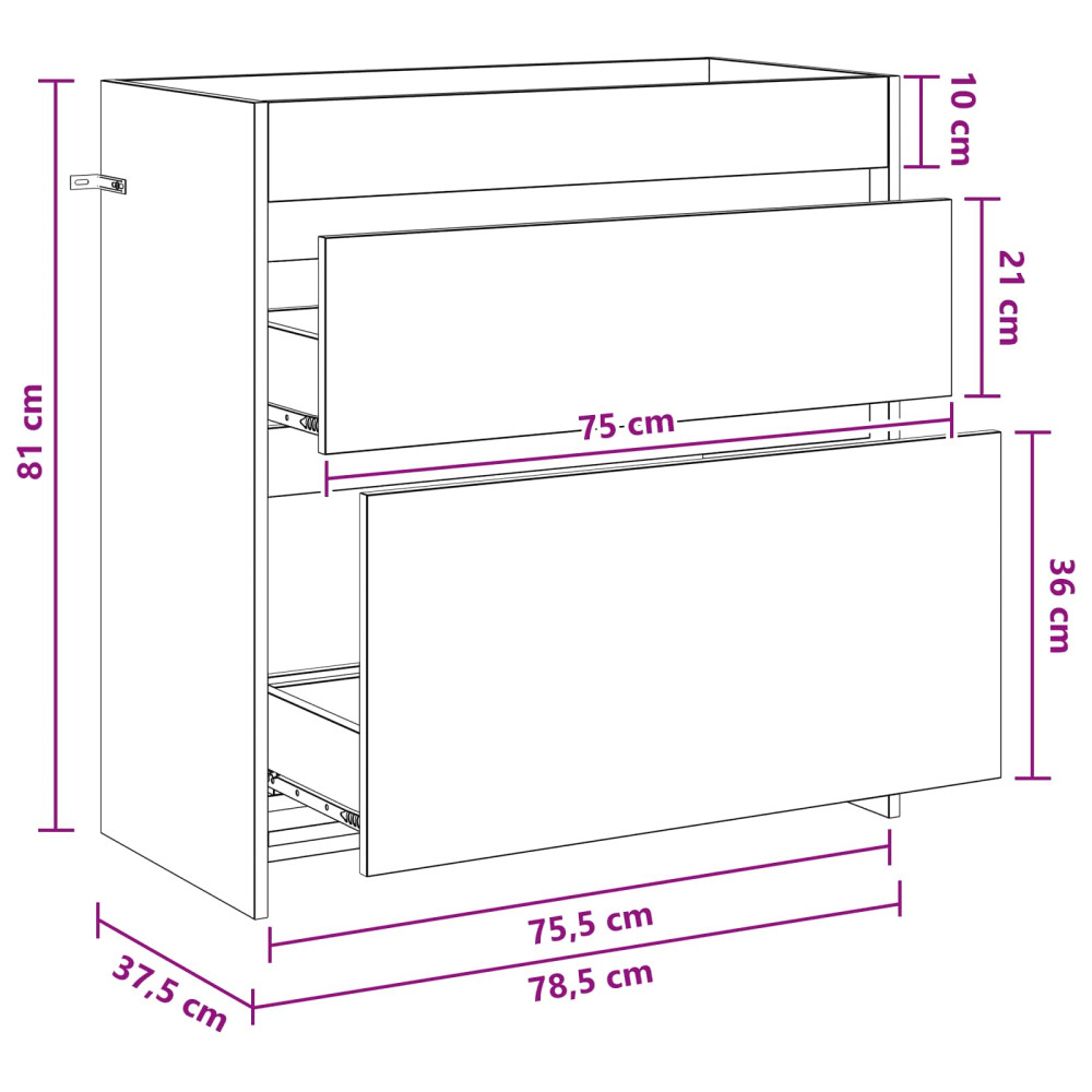 Produktbild för Badrum Under Diskbänk Skåp Svart ek 78,5 x 37,5 x 81 cm