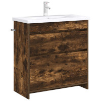 Produktbild för Badrum Under Diskbänk Skåp Rökt ek 78,5 x 37,5 x 81 cm