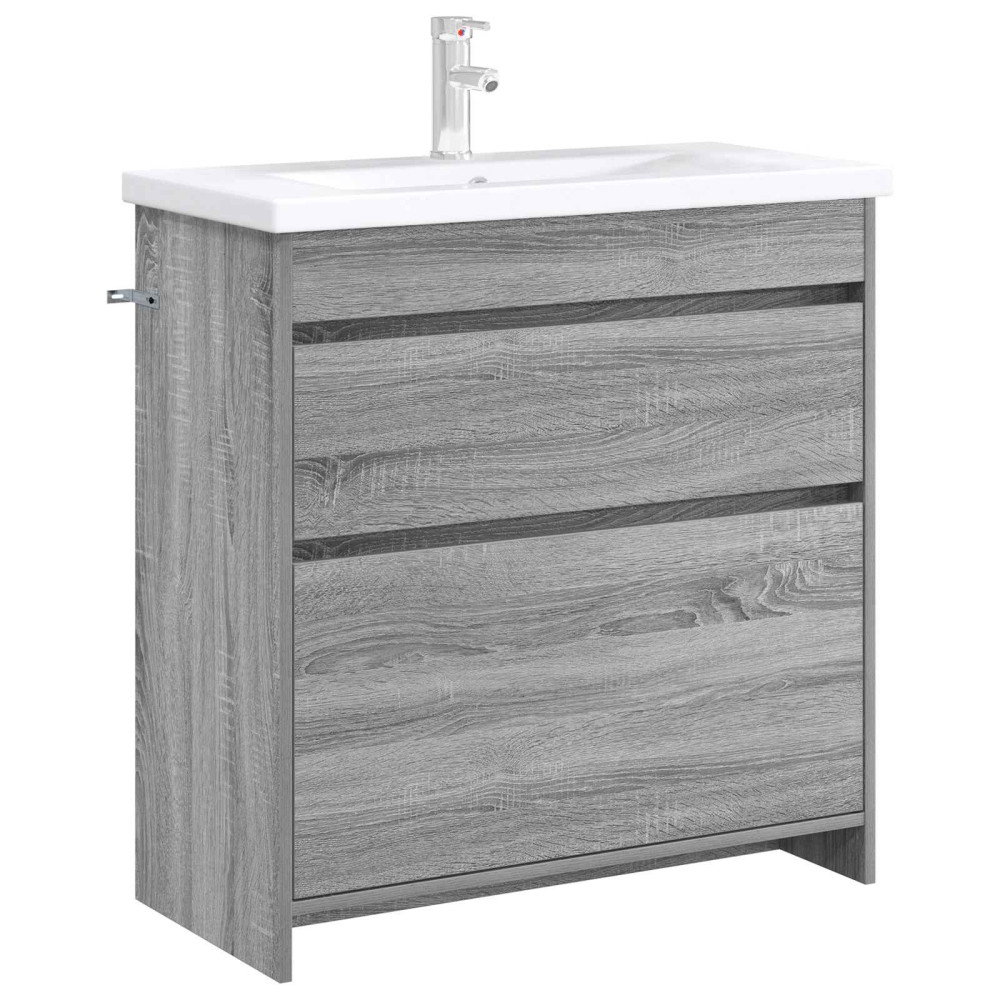 Produktbild för Badrum Under Diskbänk Skåp Grå Sonoma 78,5 x 37,5 x 81 cm