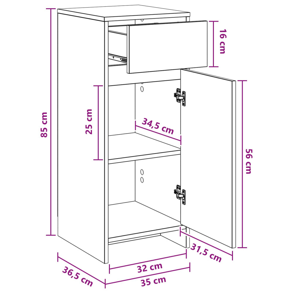 Produktbild för Badrumsskåp Betonggrå 35 x 36,5 x 85 cm Konstruerat trä