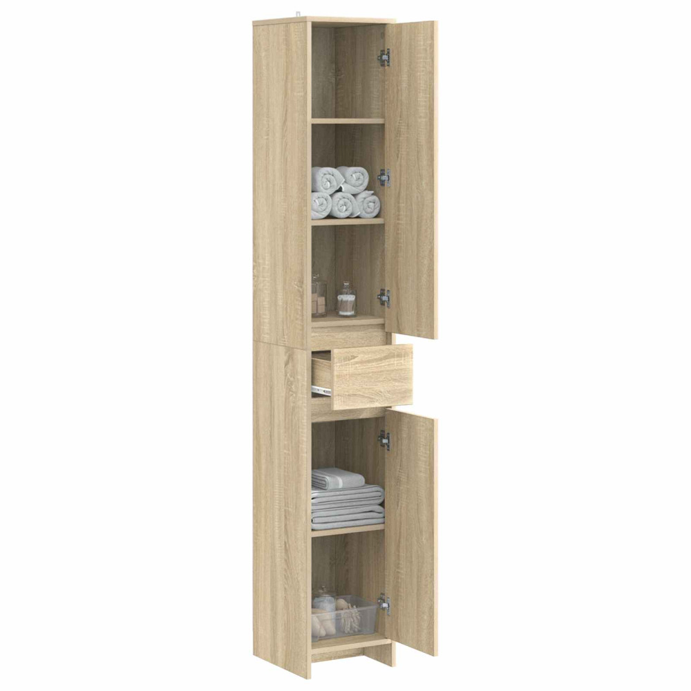 Produktbild för Badrumsskåp Sonoma-ek 30 x 33 x 190 cm Konstruerat trä