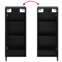 Produktbild för Väggmonterad handfatsspegel Svart ek 35 x 20 x 81 cm