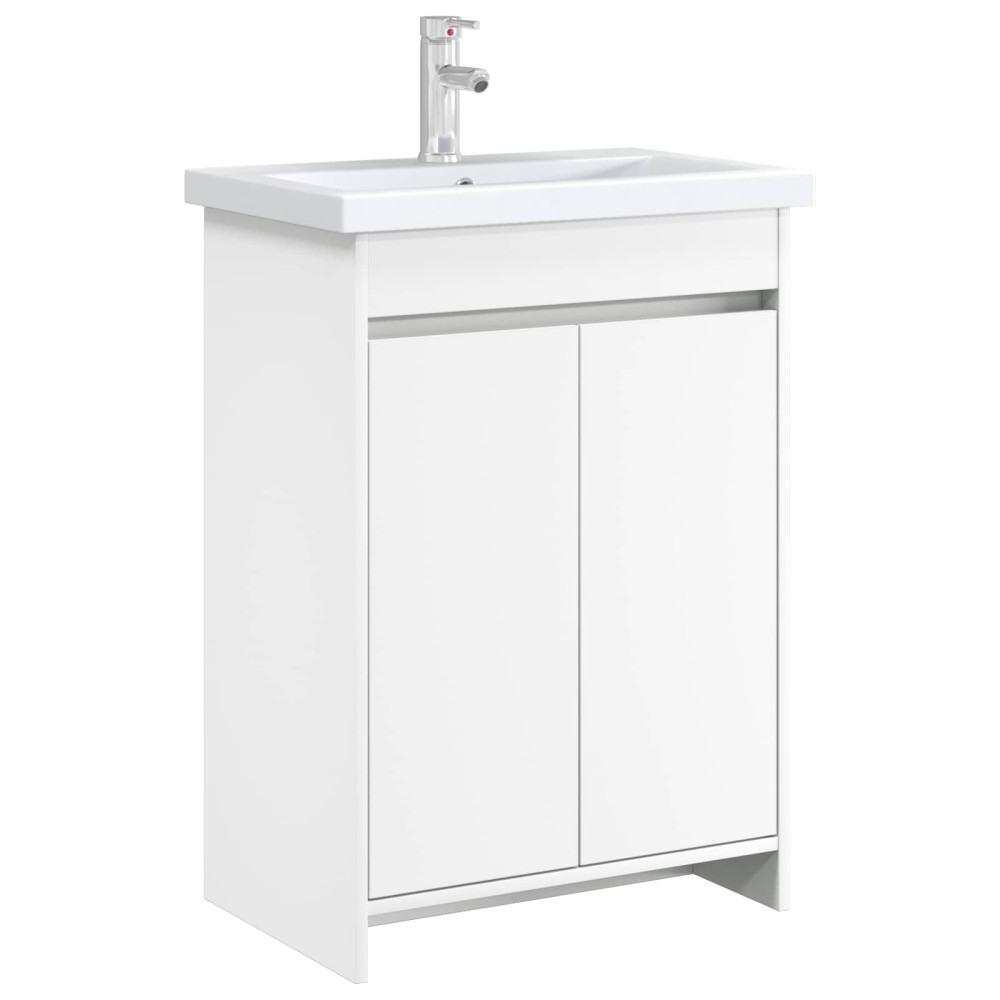 Produktbild för Badrum Under Diskbänk Skåp Vit 56 x 37,5 x 81 cm