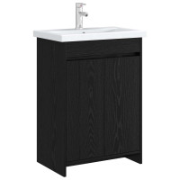 Produktbild för Badrum Under Diskbänk Skåp Svart ek 56 x 37,5 x 81 cm