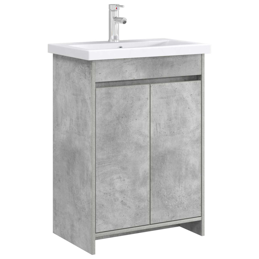 Produktbild för Badrum Under Diskbänk Skåp Betonggrå 56 x 37,5 x 81 cm
