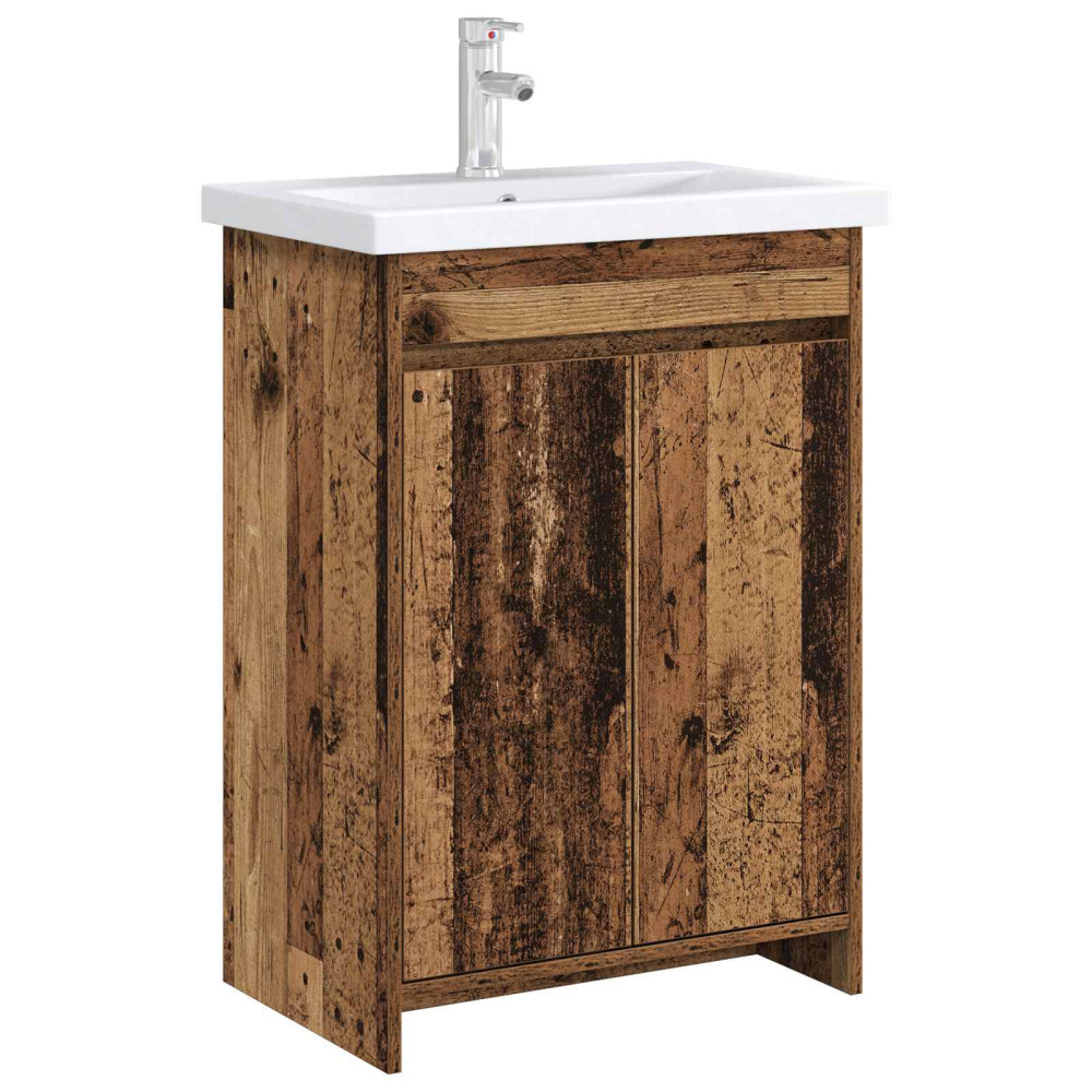 Produktbild för Badrum Under Diskbänk Skåp Gammalt trä 56 x 37,5 x 81 cm