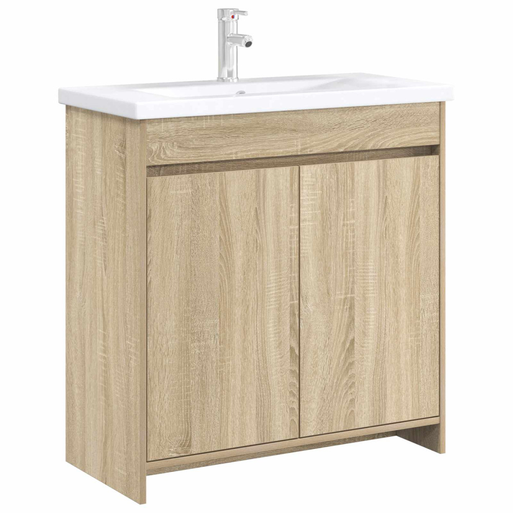 Produktbild för Badrum Under Diskbänk Skåp Sonoma-ek 78,5 x 37,5 x 81 cm