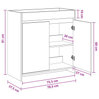Produktbild för Badrum Under Diskbänk Skåp Betonggrå 78,5 x 37,5 x 81 cm