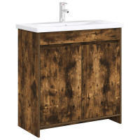 Produktbild för Badrum Under Diskbänk Skåp Rökt ek 78,5 x 37,5 x 81 cm