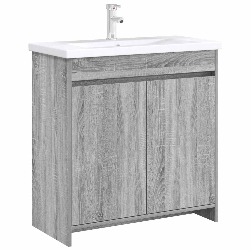 Produktbild för Badrum Under Diskbänk Skåp Grå Sonoma 78,5 x 37,5 x 81 cm