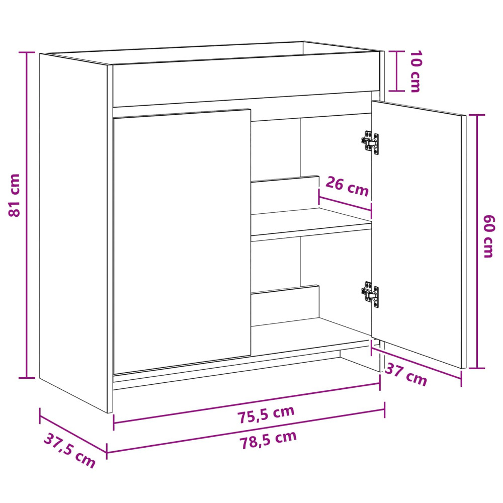 Produktbild för Badrum Under Diskbänk Skåp Artisan-ek 78,5 x 37,5 x 81 cm