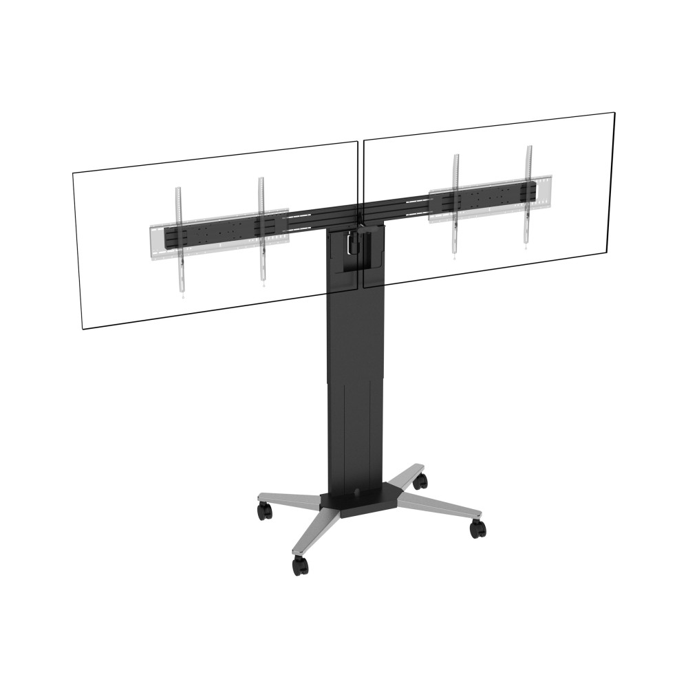 Produktbild för Vision VFM-F50T vagn - motoriserad - för 2 LCD/plasmapaneler - mattsvart