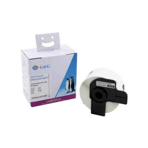 G&G G&G etiketter 38mm x 90mm sw-ws kompatibel med Brother DK-11...