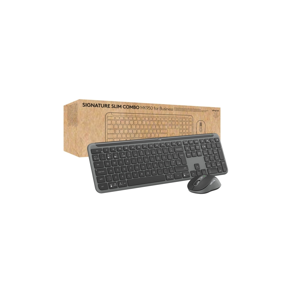 Produktbild för Logitech Signature Slim Combo MK950 for Business - sats med tangentbord och mus - QWERTY - USA, internationellt - grafit Inmatningsenhet