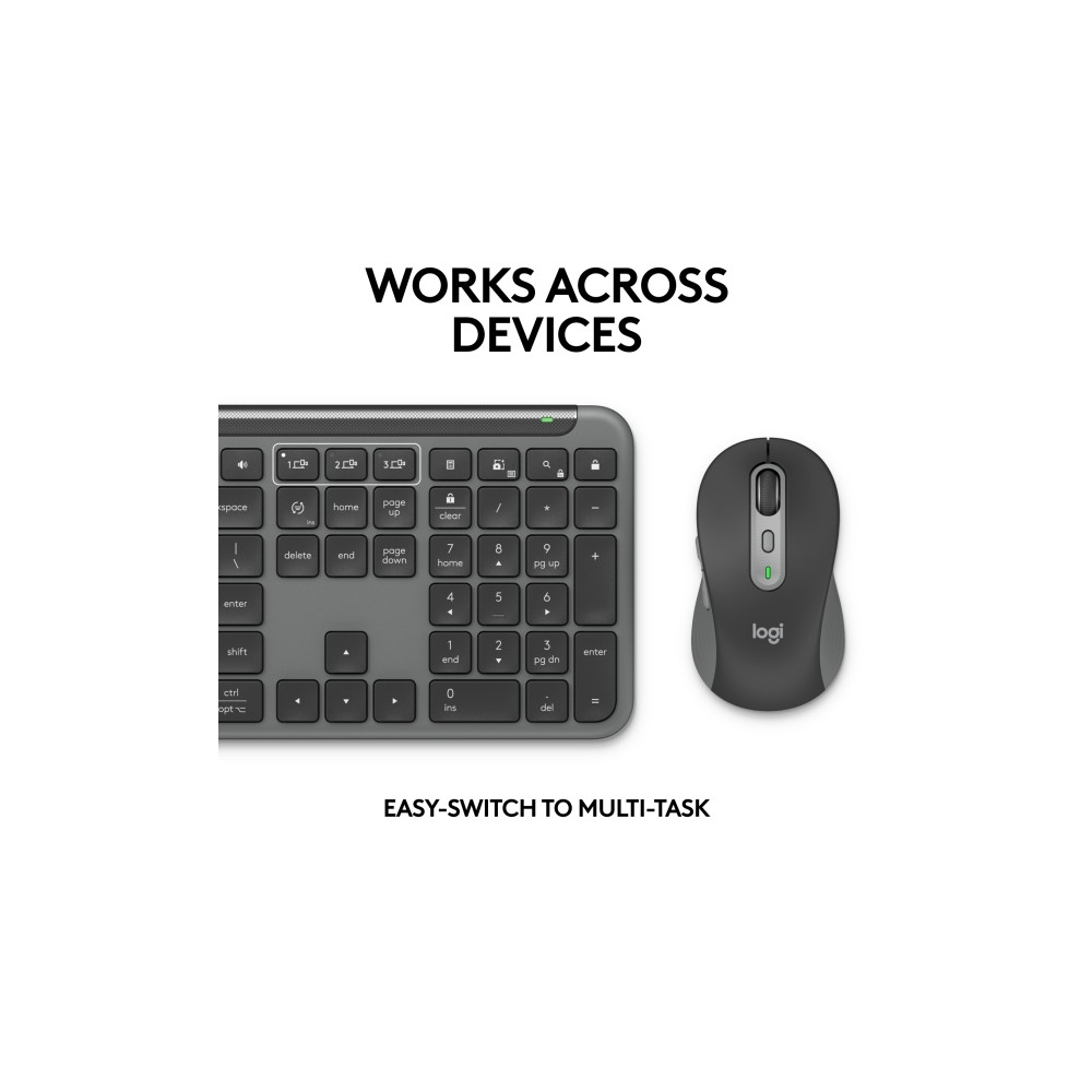 Produktbild för Logitech Signature Slim Combo MK950 for Business - sats med tangentbord och mus - QWERTY - USA, internationellt - grafit Inmatningsenhet