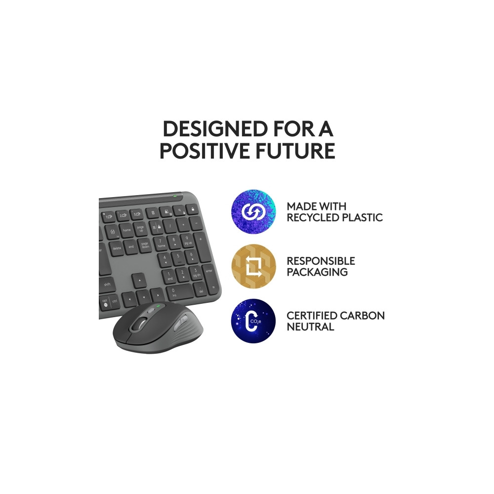 Produktbild för Logitech Signature Slim Combo MK950 for Business - sats med tangentbord och mus - QWERTY - USA, internationellt - grafit Inmatningsenhet