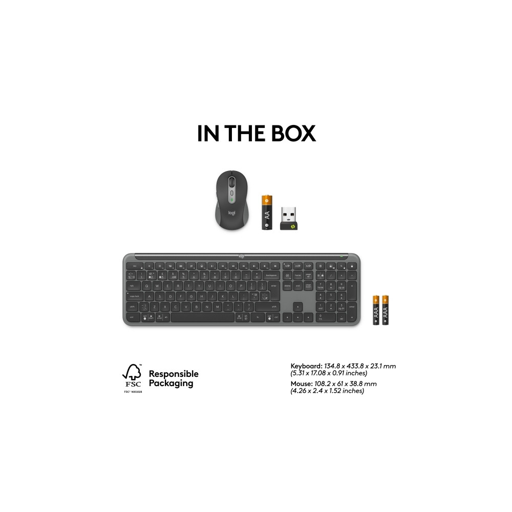 Produktbild för Logitech Signature Slim Combo MK950 for Business - sats med tangentbord och mus - QWERTY - USA, internationellt - grafit Inmatningsenhet