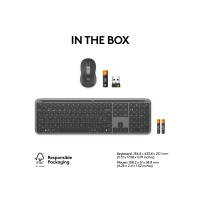 Produktbild för Logitech Signature Slim Combo MK950 for Business - sats med tangentbord och mus - QWERTY - USA, internationellt - grafit Inmatningsenhet