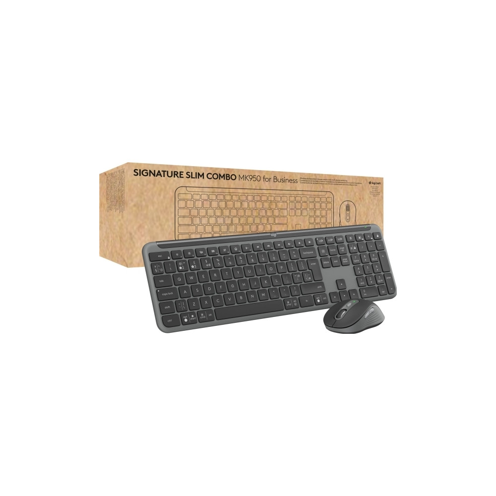 Produktbild för Logitech Signature Slim Combo MK950 for Business - sats med tangentbord och mus - QWERTY - USA, internationellt - grafit Inmatningsenhet