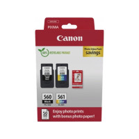 Produktbild för Canon PG-560/CL-561 Photo Value Pack - 2-pack - svart, färg (cyan, magenta, gul) - original - blank - bläckpatron/papperssats