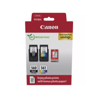 Produktbild för Canon PG-560/CL-561 Photo Value Pack - 2-pack - svart, färg (cyan, magenta, gul) - original - blank - bläckpatron/papperssats