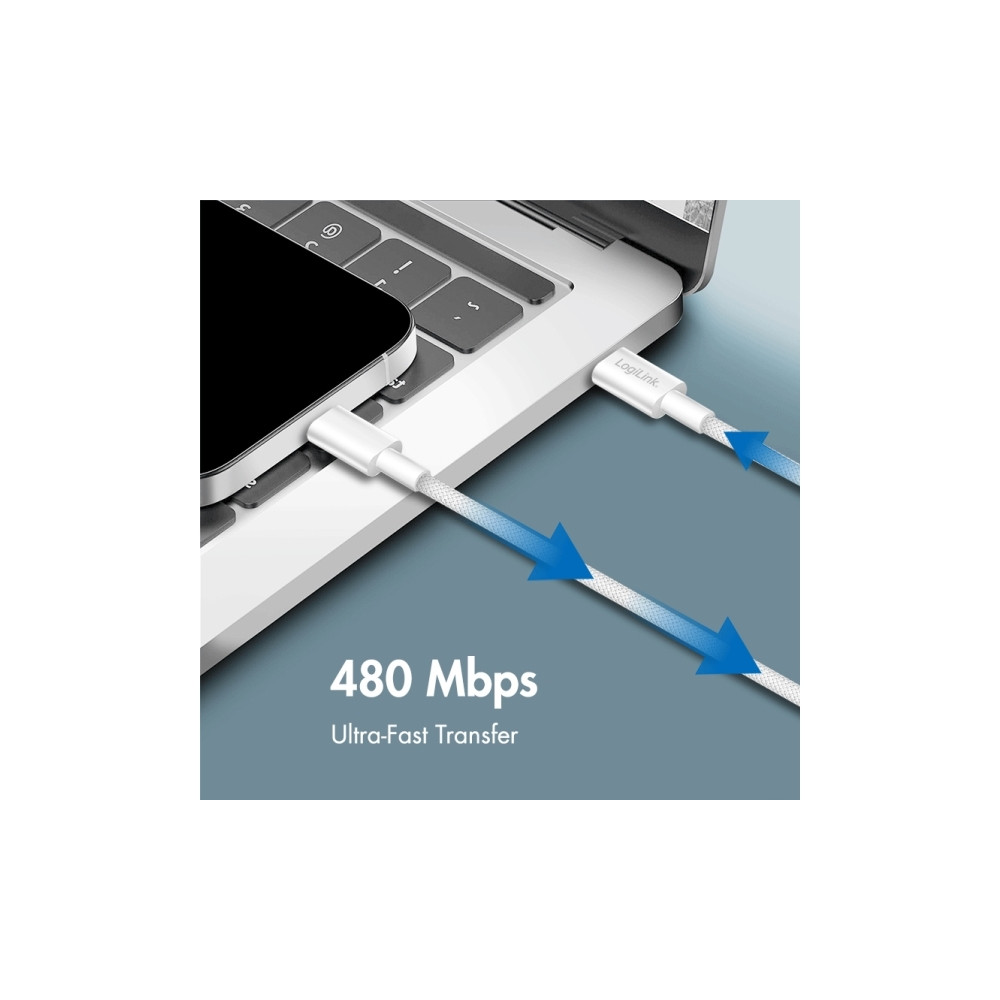 Produktbild för LogiLink CU0342, 1,5 m, USB C, USB C, USB 2.0, 0,48 Gbit/sek...