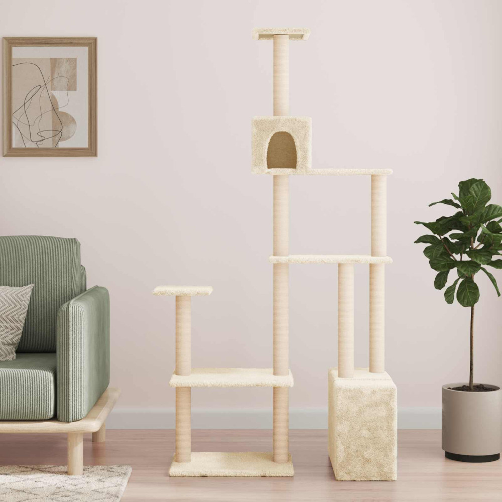 Produktbild för Kattträd med sisal klöspelare Gräddvit 177,5 cm