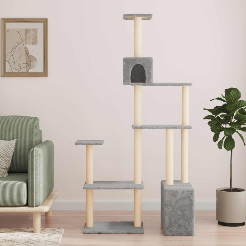 vidaXL Kattträd med sisal klöspelare Ljusgrå 177,5 cm
