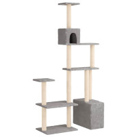 Produktbild för Kattträd med sisal klöspelare Ljusgrå 177,5 cm