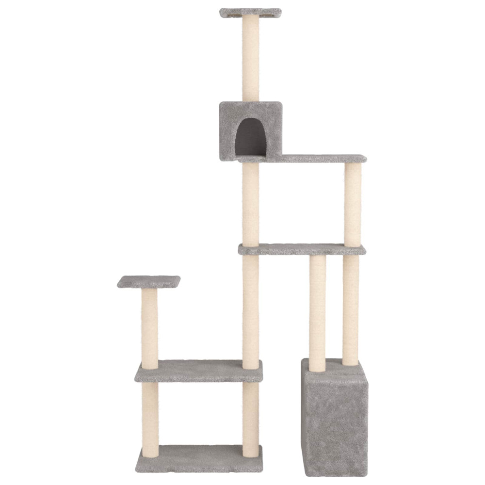 Produktbild för Kattträd med sisal klöspelare Ljusgrå 177,5 cm